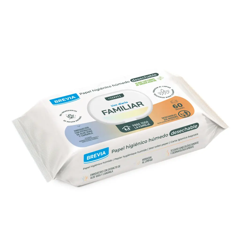 PAPEL HIGIENICO HUMEDO FAMILIAR 60 UD. BREVIA
